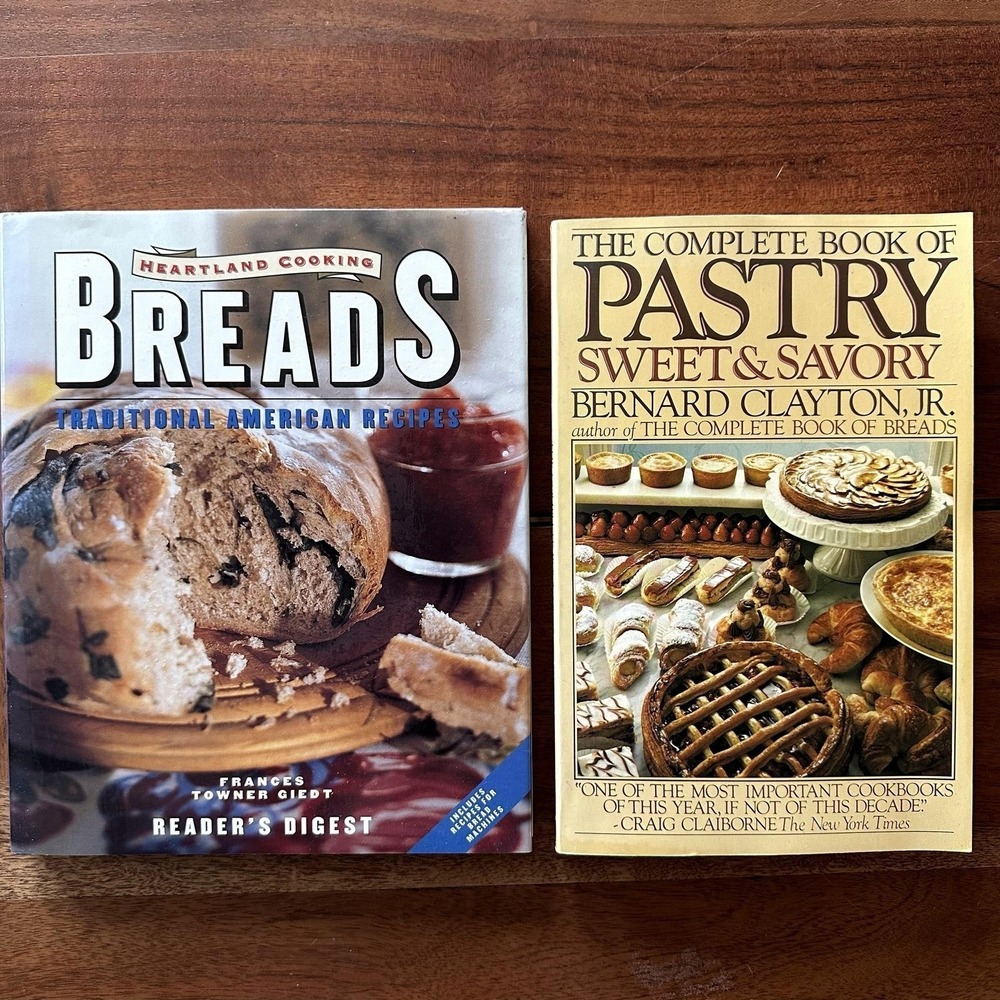Vintage Lot 2 Cookbooks Bread Pastry Heartland Cooking Bernard Clayton Books
